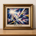 Abstract Rayonist art with geometric beams
