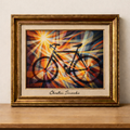 Abstract bicycle in vibrant light beams