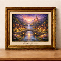 Enchanting village under twilight skies