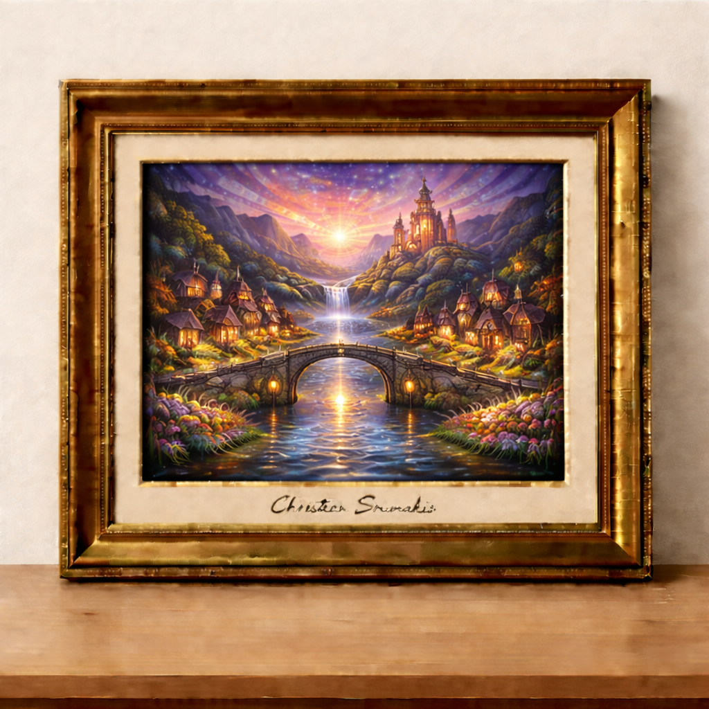 Enchanting village under twilight skies