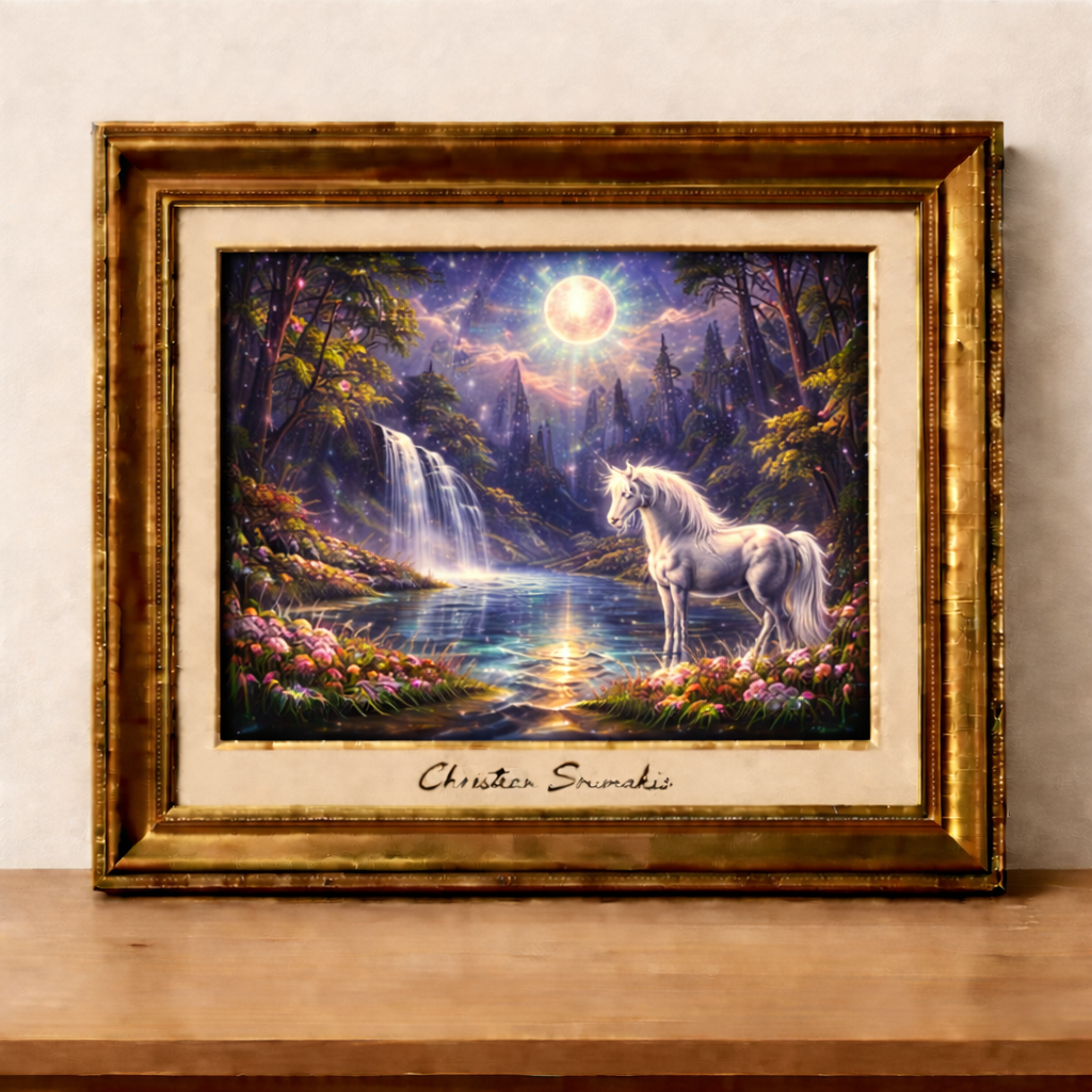 Magical night by the moonlit lake