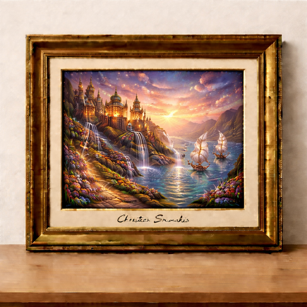 Magical sunset over an elven city