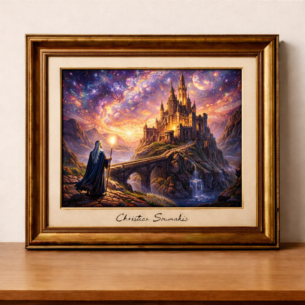 Magical wizard and ancient fortress