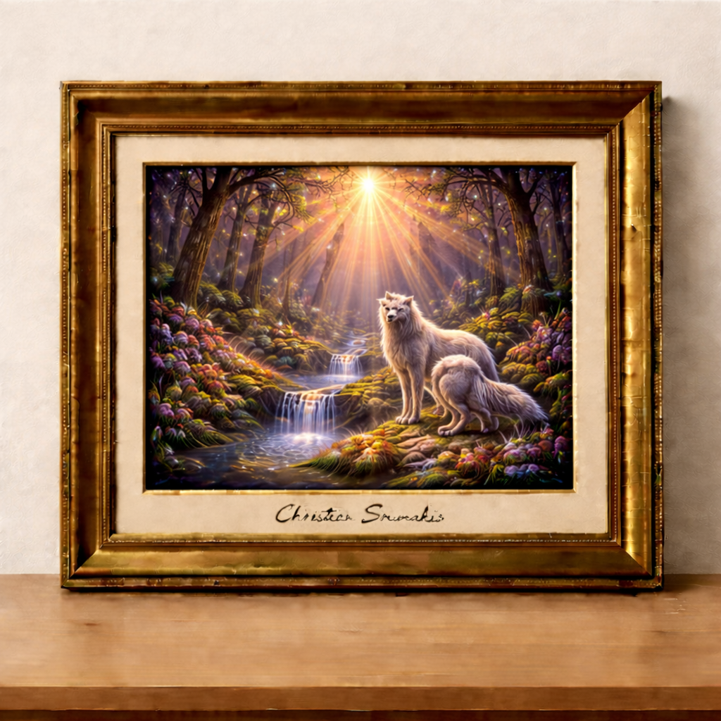 Mystical wolves in an enchanted forest