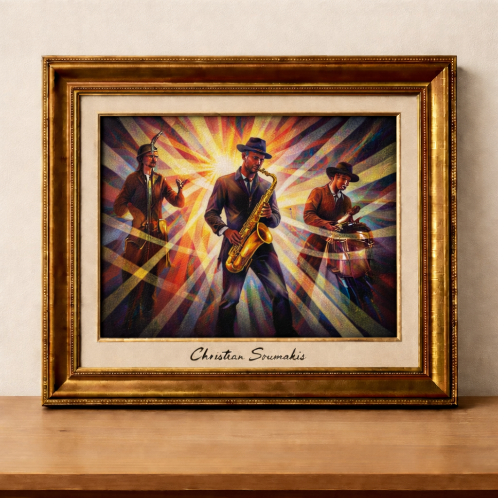 Peinture de jazz vibrante en Rayonisme
