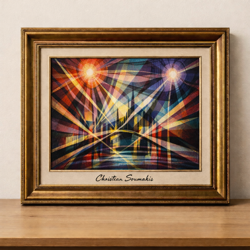 Rayonist abstract painting by Soumakis
