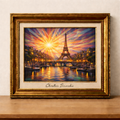 Vibrant Paris sunset with Eiffel Tower